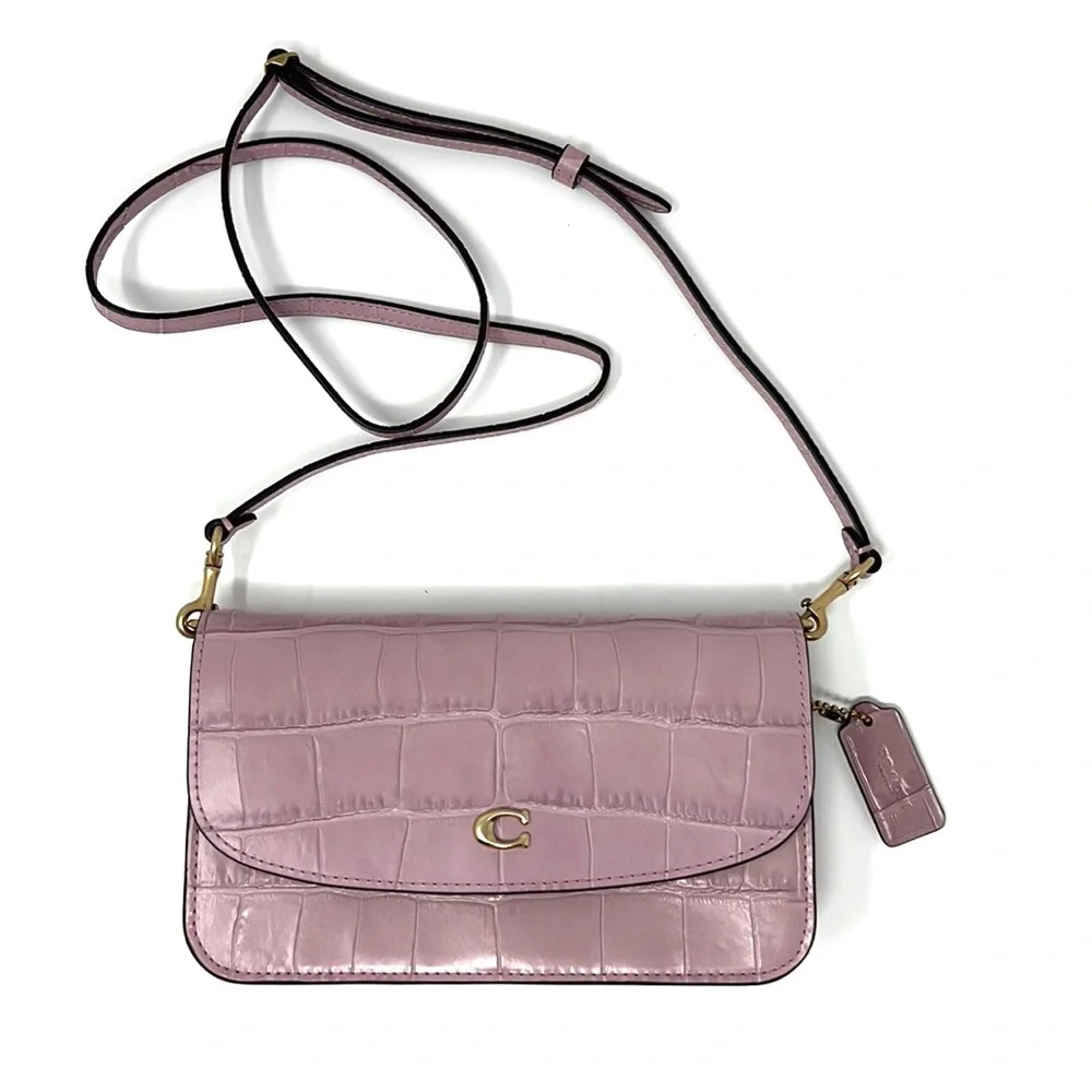 Coach Lilac Croc-Embossed Leather Crossbody Bag